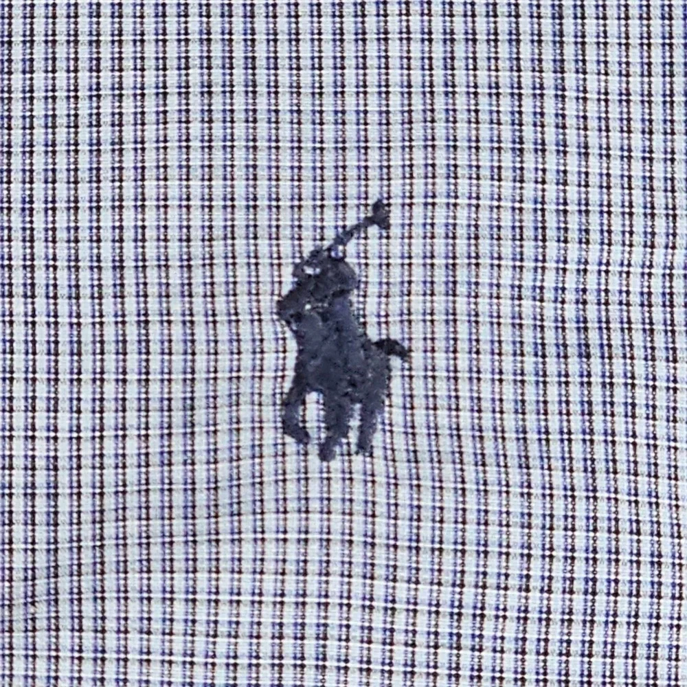 Ralph Lauren Button Down Shirt Mens 17 34/35 Blue Yarmouth Micro Check Cotton - Picture 9 of 10